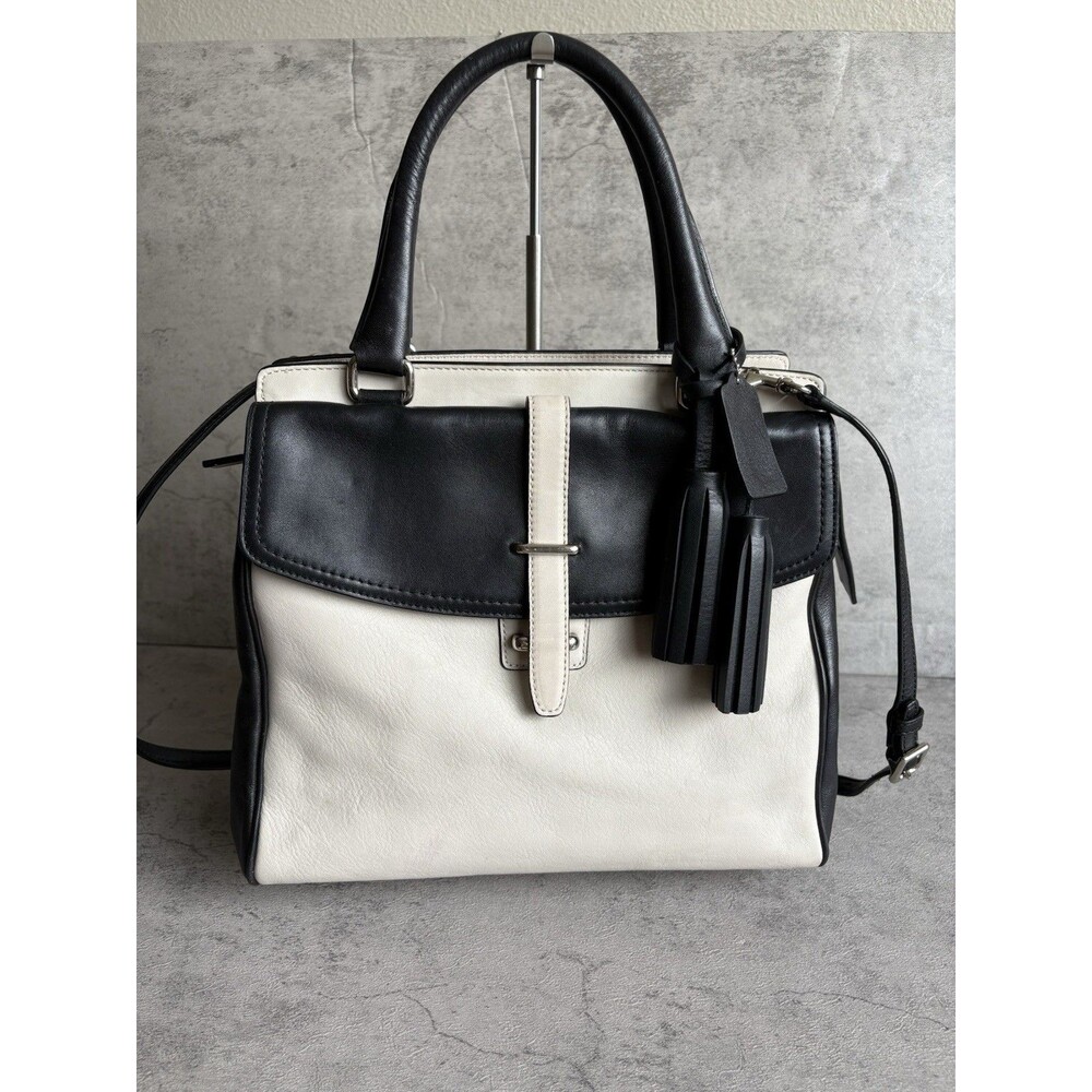 Coach F26301 Two Tone Medium Legacy North South Satchel Leather Crossbody Bag